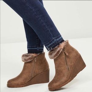 Lane Bryant Taupe wedge ankle boots size 11W